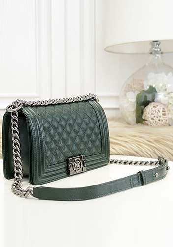 Ingrid Litchi Leather Flap Green