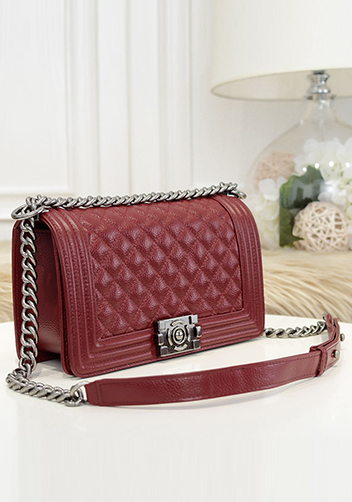 Ingrid Litchi Leather Flap Burgundy
