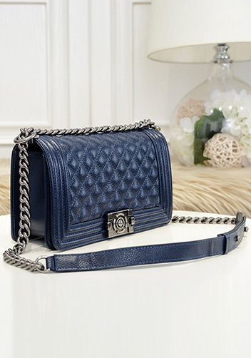 Ingrid Litchi Leather Flap Blue