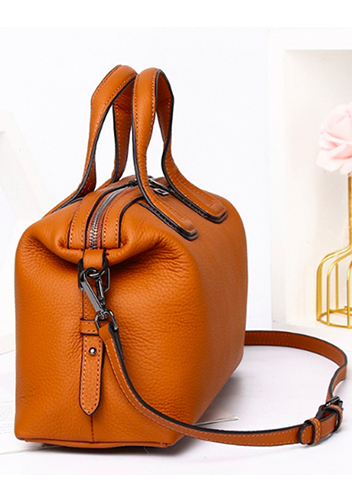 Christi Grain Leather Medium Bag Camel