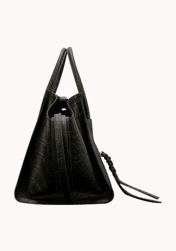 Whitney Croc Leather Tote Black