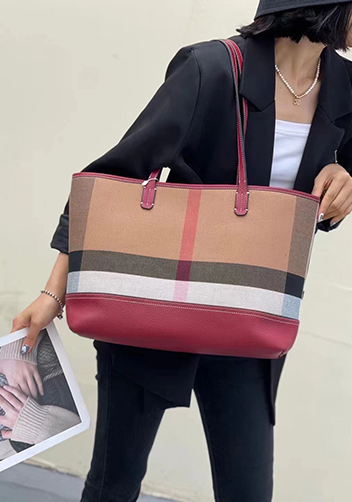 Louisa Canvas Leather Tote Burgundy