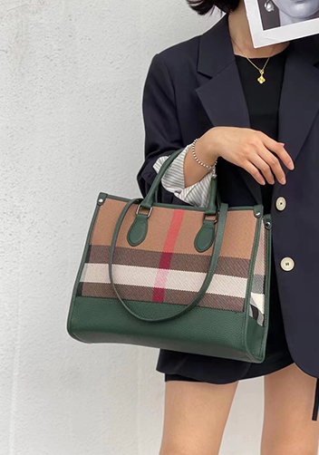 Louisa Canvas Leather Medium Shopping Tote Green