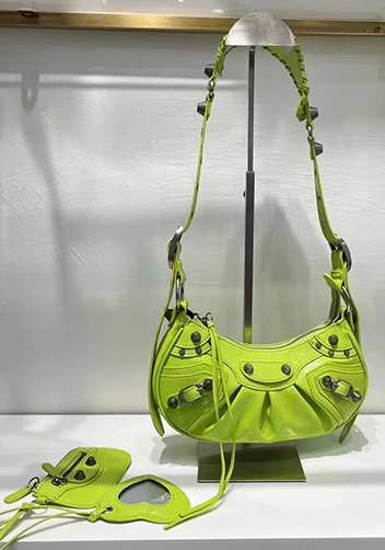 The Route 66 XS Studded Leather Shoulder Bag Bright Green