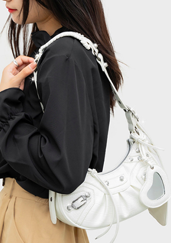 The Route 66 XS Imitation Diamond Shoulder Bag Faux Leather Cream