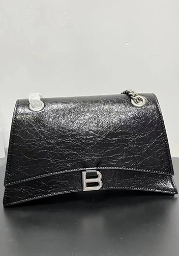 Bonnie Crush Leather Medium Chain Shoulder Bag Black Silver
