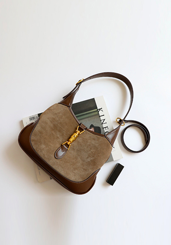 Daphne Suede Leather Shoulder Bag Brown