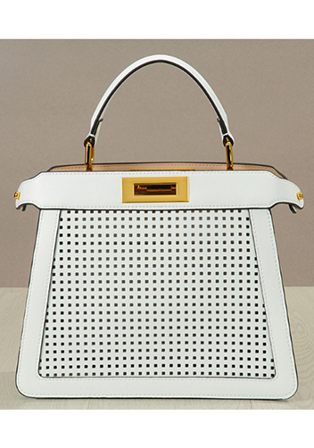 Carrie Perforated Leather Bag White