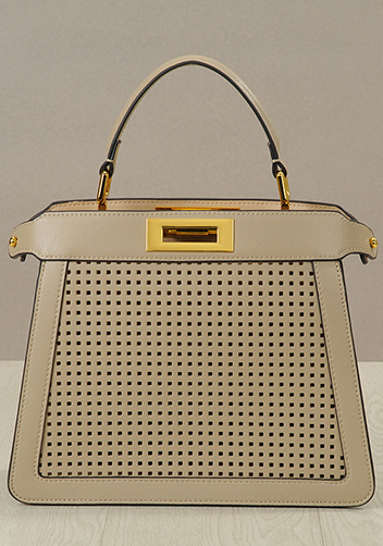 Carrie Perforated Leather Bag Beige