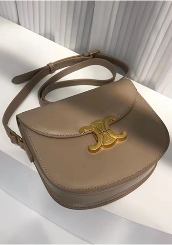 Yuga Leather Saddle Shoulder Bag Grey