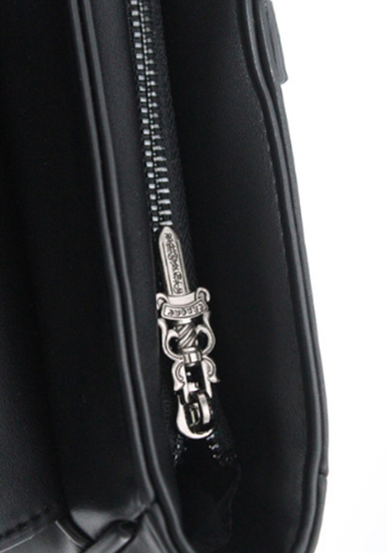 Aurora Medieval Gothic Faux Leather Saddle Bag Black