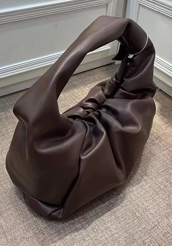 Dina Leather Shoulder Hobo Bag Chocolate