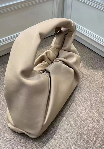 Dina Leather Shoulder Hobo Bag Beige