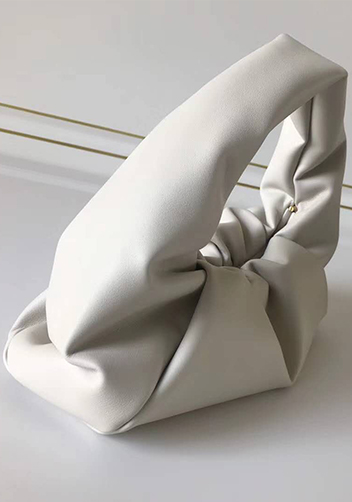 Dina Small Leather Shoulder Hobo Bag White