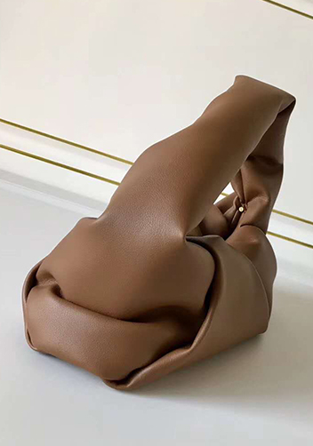 Dina Small Leather Shoulder Hobo Bag Brown