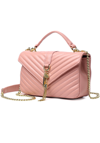 Yvonne Lambskin Medium Flap Bag Pink
