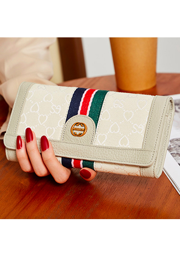 Heart Logo Monogram Continental Wallet White