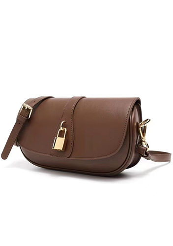 Anathema Calfskin Padlock Clutch On Strap Bag Choco