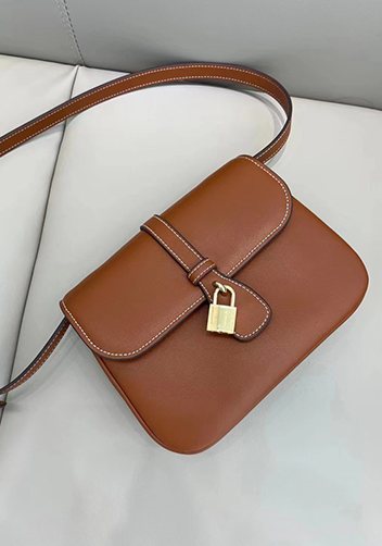 Anathema Calfskin Padlock Shoulder Bag Brown