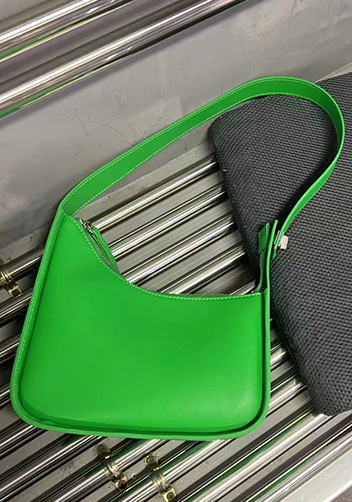 Luna Half Moon Leather Shoulder Bag Green Parakeet