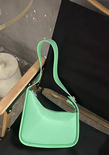 Luna Half Moon Leather Shoulder Bag Green