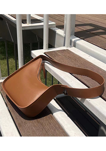 Luna Half Moon Leather Shoulder Bag Camel