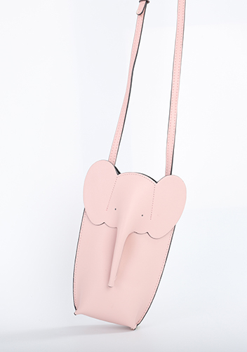 THE ELEPHANT POCKET SHOULDER LEATHER BAG PINK