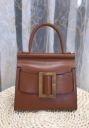 Alena Buckle Belt Top Handle Bag Brown