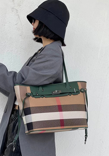 Darling Canvas Leather Tote Bag Green