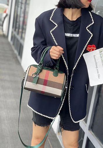 Darling Canvas Leather Boston Bag Green