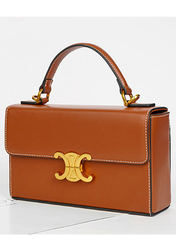 Yuga Leather Top Handle Shoulder Bag Brown