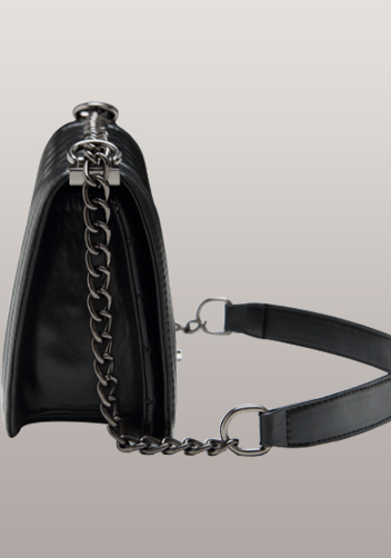 Ingrid Faux Leather Small Bag With Circle Hardware Black