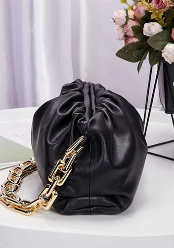 Dina Leather Clutch Chain Bag Black