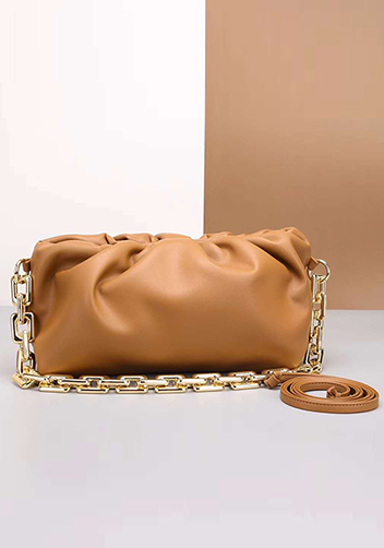 Dina Leather Clutch Chain Bag Beige