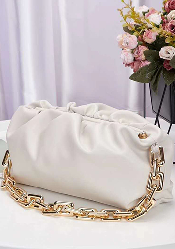 Dina Leather Clutch Chain Bag White