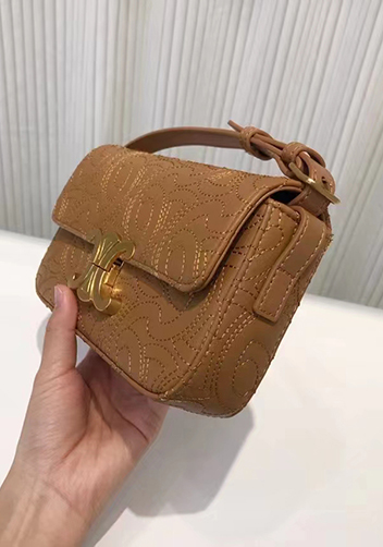 Yuga Leather Shoulder Bag Stitching Camel