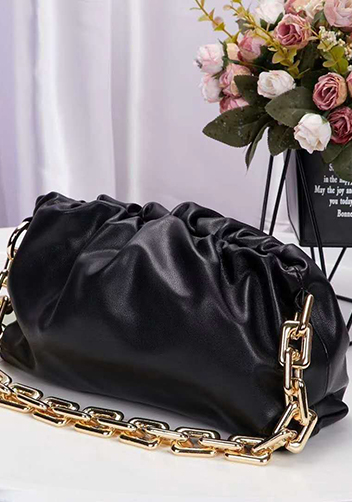 Dina Leather Clutch Chain Bag Black
